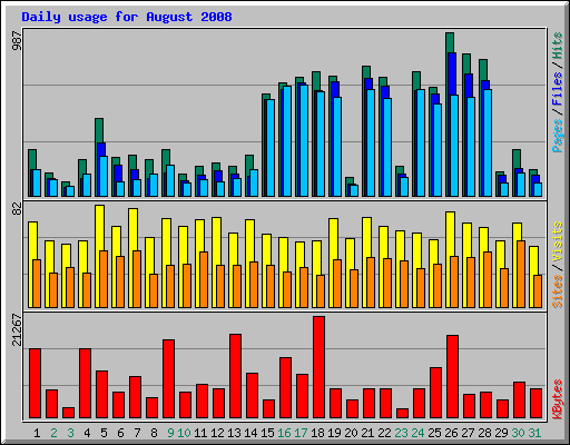 Daily usage for August 2008