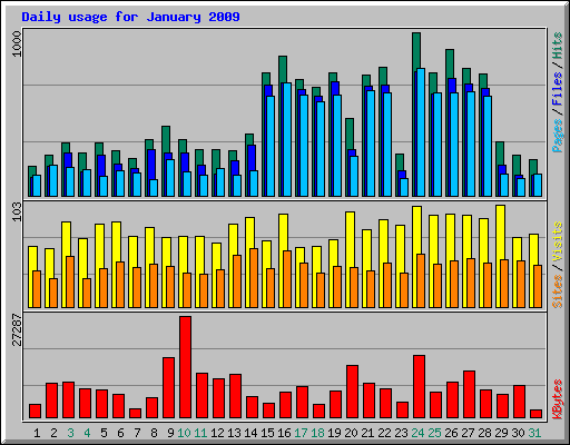 Daily usage for January 2009