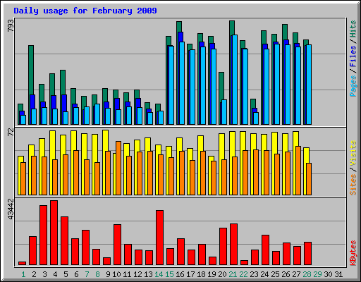 Daily usage for February 2009