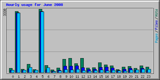 Hourly usage for June 2008