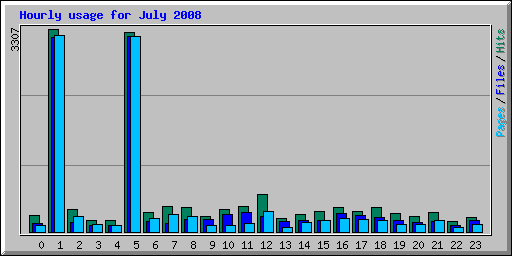 Hourly usage for July 2008