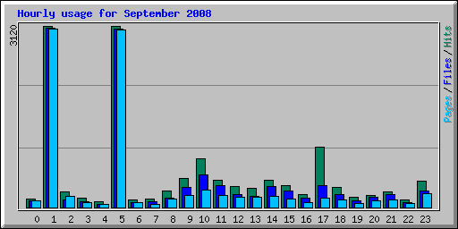 Hourly usage for September 2008