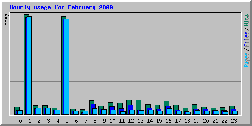 Hourly usage for February 2009